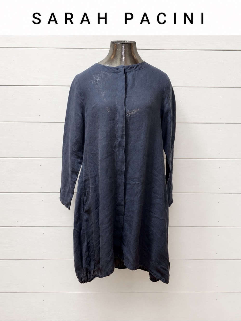 Sarah Pacini Blue Linen-Style Balloon Dress – Estimated Size S/M